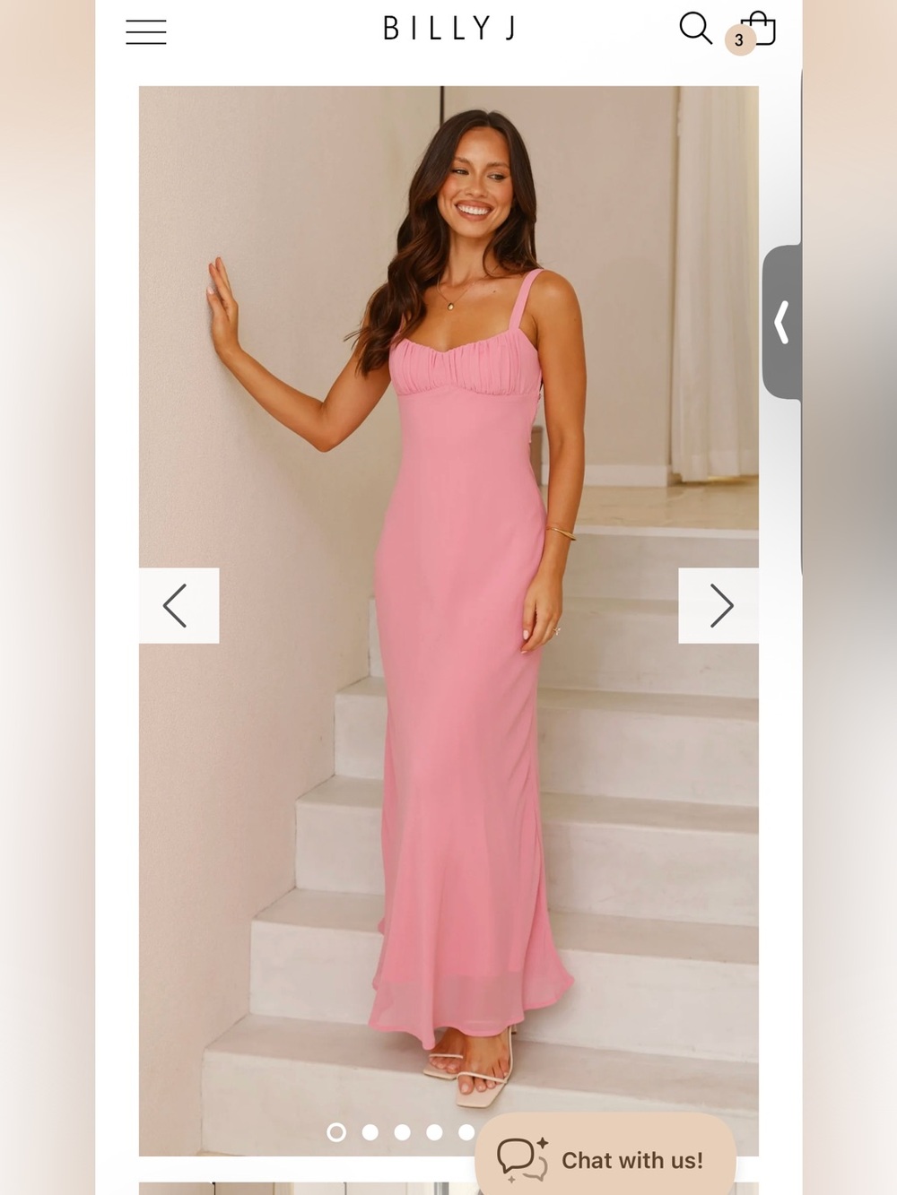 Billy J Pink Margo Midi Dress with Ruched Bust